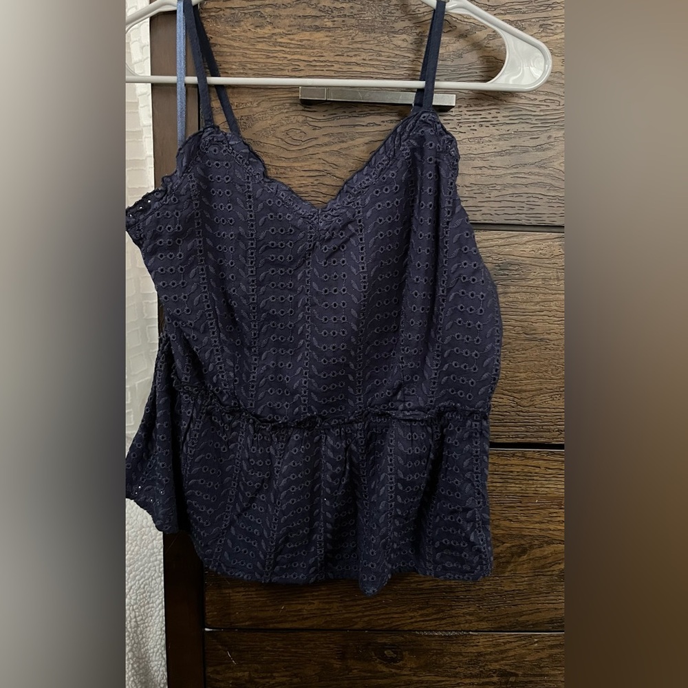 Navy eyelet tank top